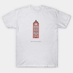 Brick Old House. Amsterdam, Netherlands. Realistic drawing. T-Shirt